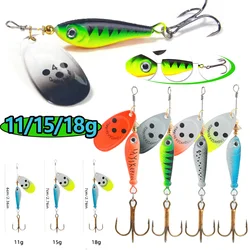 Rotating Metal Spinner Bait Hard Spoon Bass Fishing Lures Sequins Iscas Artificial Baits Metal Hard Crap Pike Treble Hook Tackle
