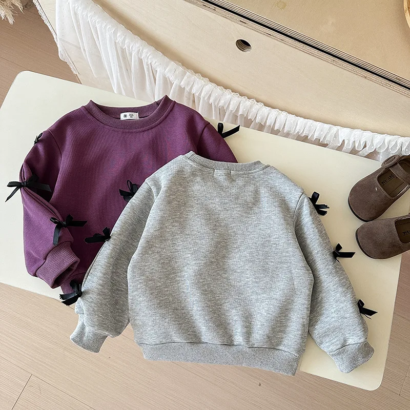 2-10T Toddler Kid Baby Girl Autumn Winter Clothes Infant Pullover Top Childrens Sweatshirt Loose Bow Hoodies Outfit