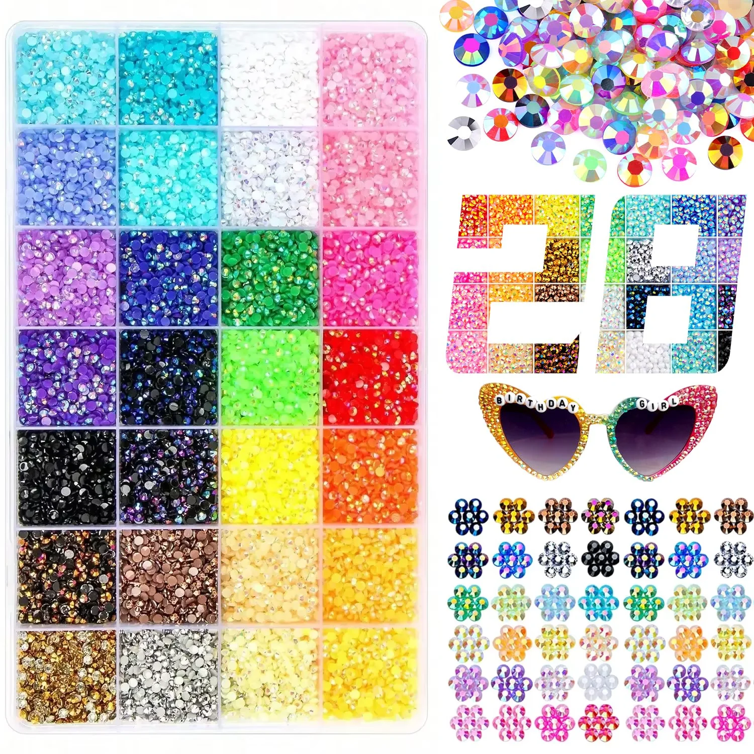 Nouveau Kit de Strass en Résine DIY Coloré 2026 pour la Décoration, Pierres Plates Multicolores Non Thermocollantes de 3-5mm, pour Nail Art et Décoration de Tasses