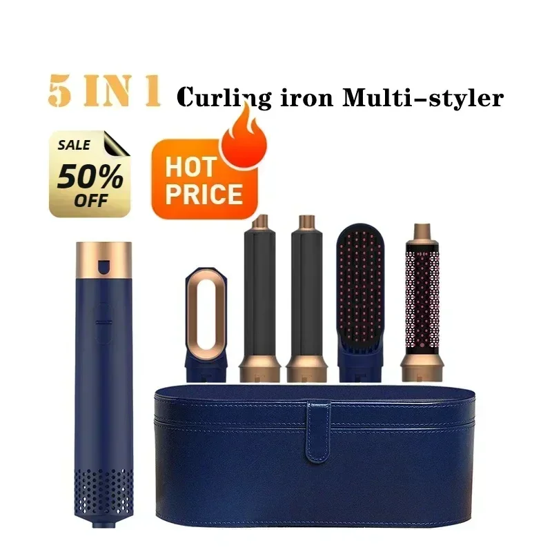 New Professional 5 in 1 Hair Dryer Hot Comb Set Curling Iron Hair Straightener Styling Tools Airwrap Negative Ions