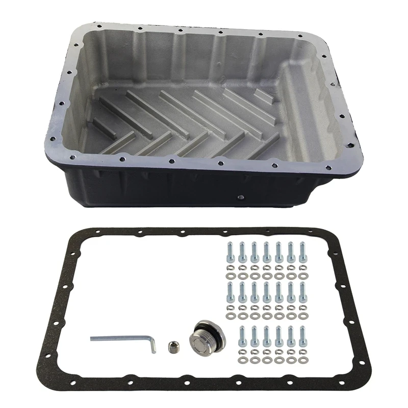 

Aluminum Transmission Pan Heavy Duty AISIN AS69RC Automatic Raw Cast CUMMINS For 2013-2025 RAM 2500/3500 6.7L Turbo Black/Silver