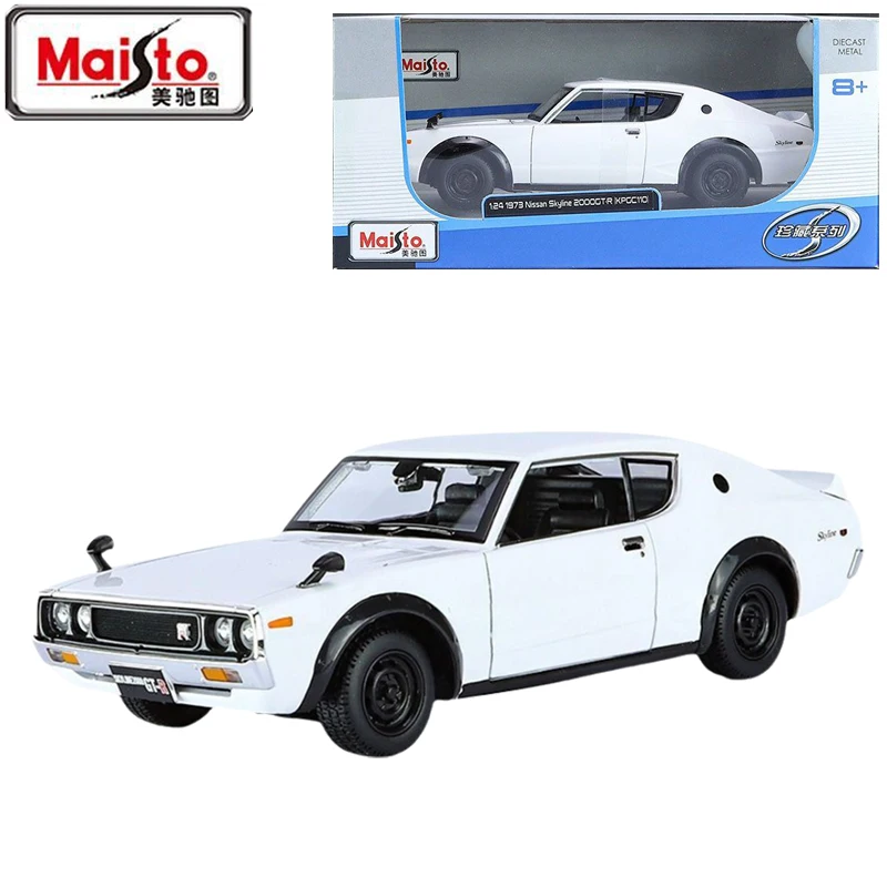 

Оригинальная оригинальная модель автомобиля Maisto 1/24 1973 Nissan 2000Gt-R Skyline, равномерное масштабирование, разные открытые модели автомобилей из сплава, игрушки