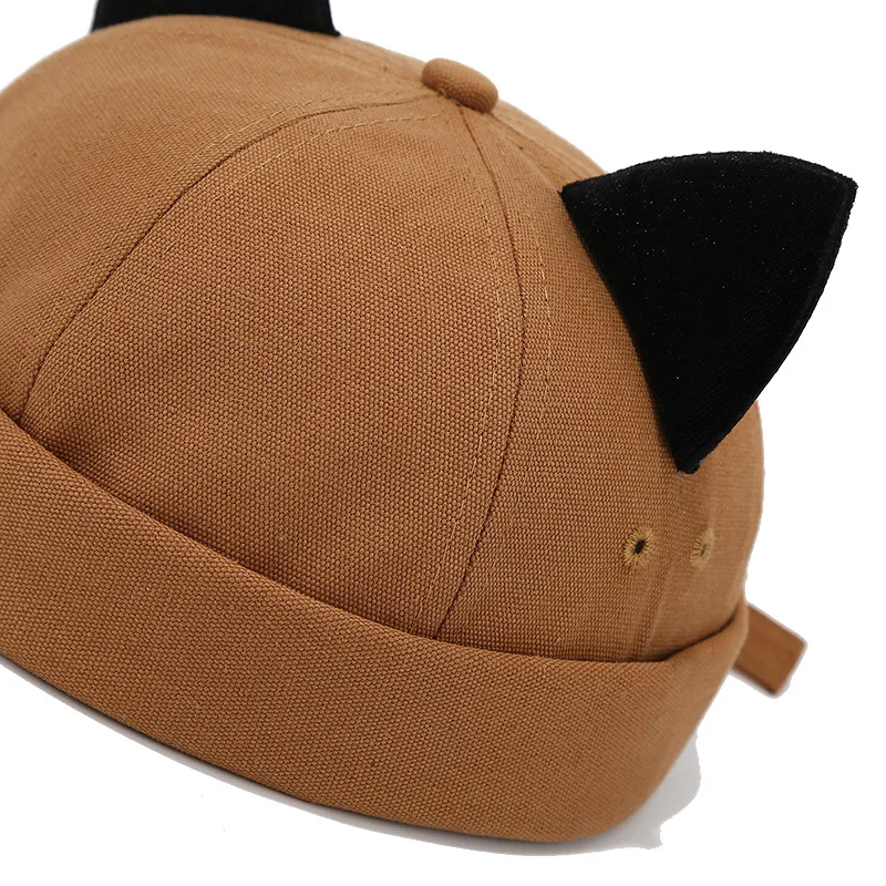 Cat Ear Docker Cap Brimless Hoeden Beanie Voor Vrouwen Mannen Schedel Cap Werknemer Matroos Cap Rolled Cuff Retro Docker Hoed Zomer Mode