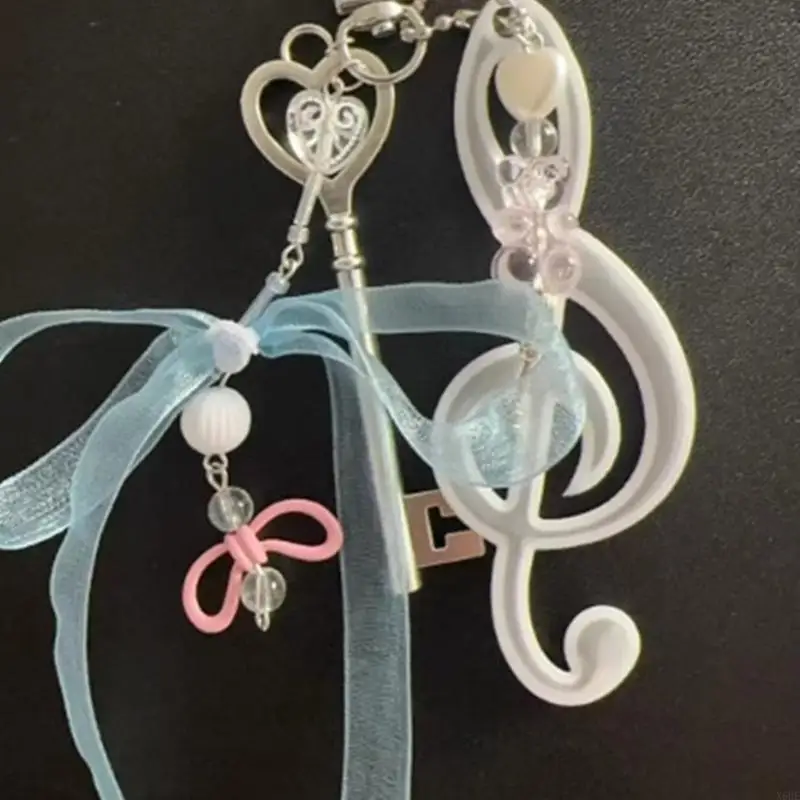 Creative Musical Note Keychain Bowknot Music Symbol Keyring for Women Men Handbag Backpack Pendant Theater Souvenir Gifts