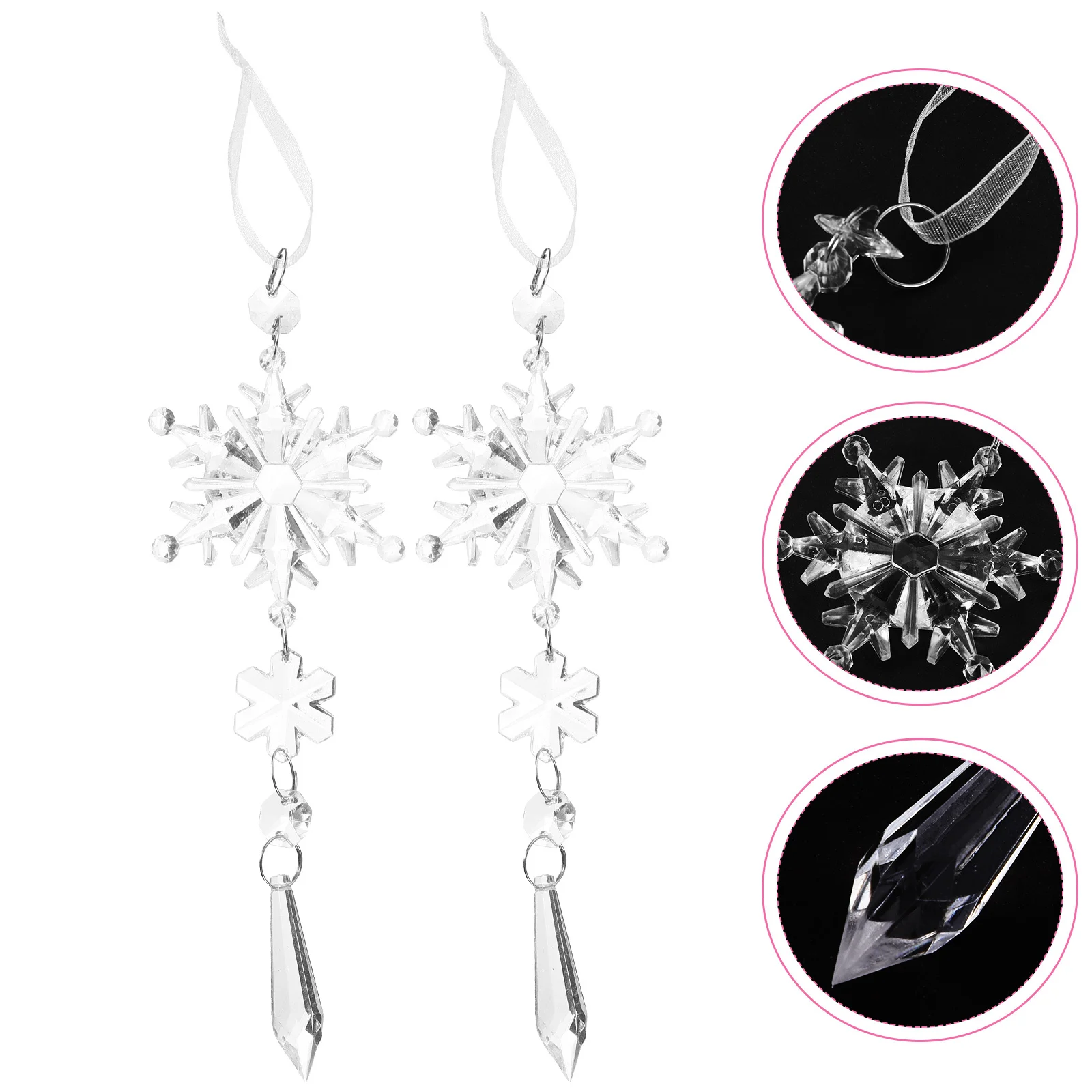 

2Pcs Christmas Tree Snowflake Hanging Ornament Xmas Decoration Holiday Party Decor Christmas Decorations Xmas Tree Ornaments