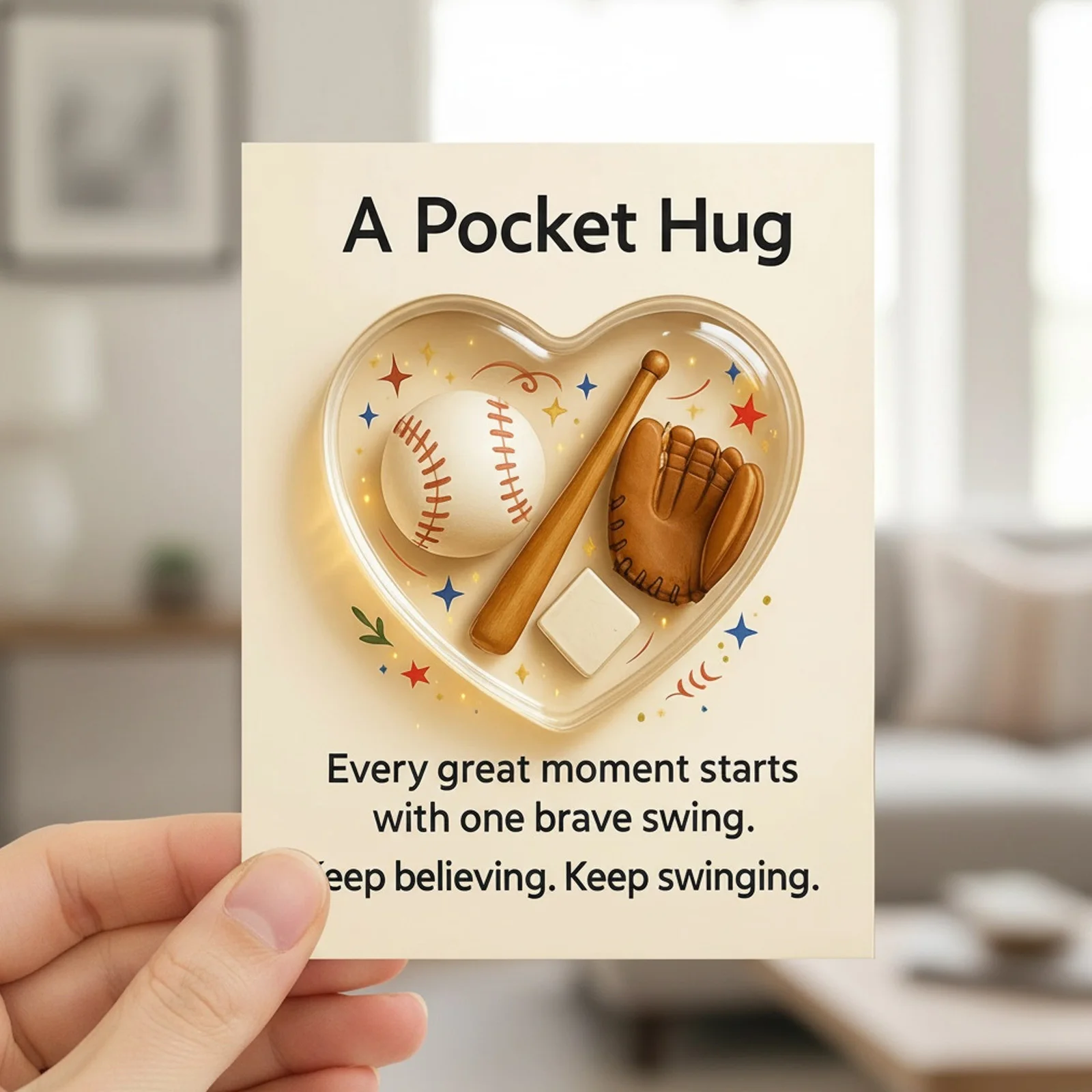 

Heart Shaped Basketball Pocket Hug with Encouraging Message Card Sports-Themed Emotional Hug Gift for Friends Family Colleagues
