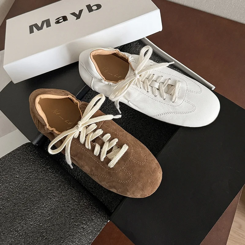 Old Money Relaxed Fit German Army Trainers Women Vintage Vegetable Tanned Leather Sneakers Minimalist Quiet Luxury Retro Court view 3