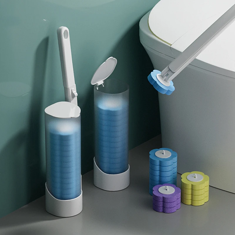 Scopino per wc usa e getta montato a parete Set di spazzole per la pulizia della toilette con testina di ricambio strumento per la pulizia del bagno