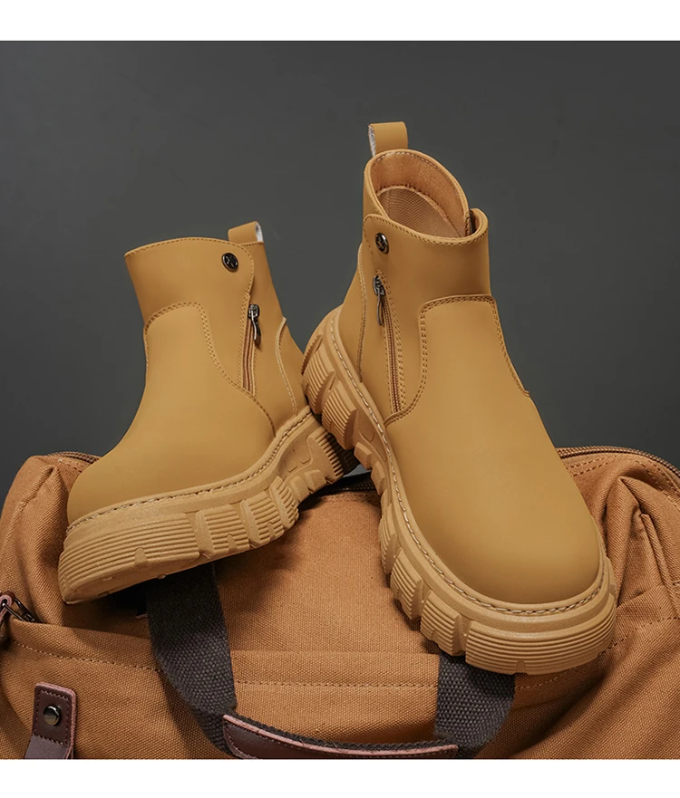 Herren-Freizeitstiefel mit hohem Schaft und seitlichem Reißverschluss, atmungsaktiv und bequem für Outdoor-Sportarten, Wandern und Trekking. – Detail 4