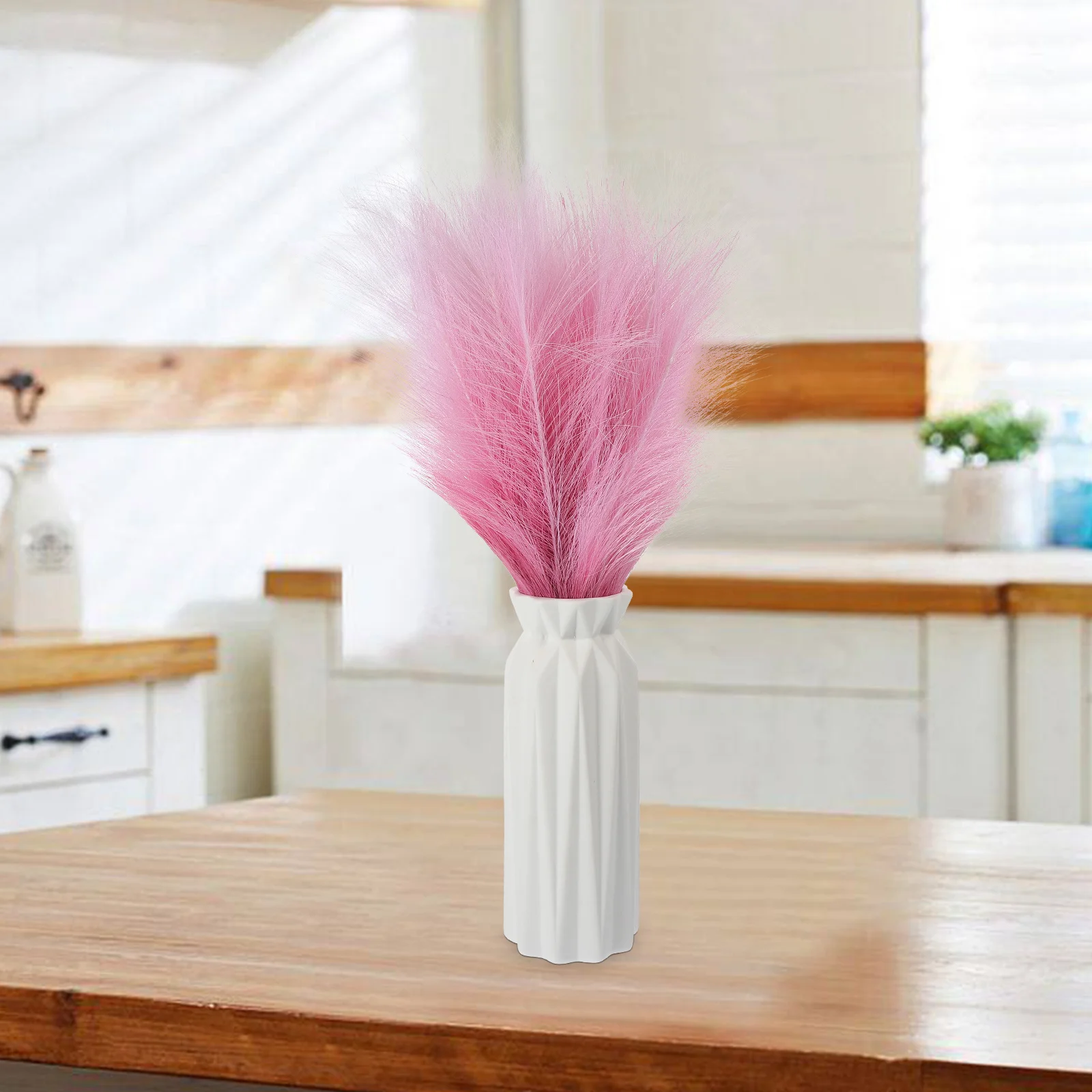 

6pcs Faux Pampas Picks Artificial Plant Vase Decorative Arrangement Diy Landscape Props For Home Wedding Party Pink Preserved