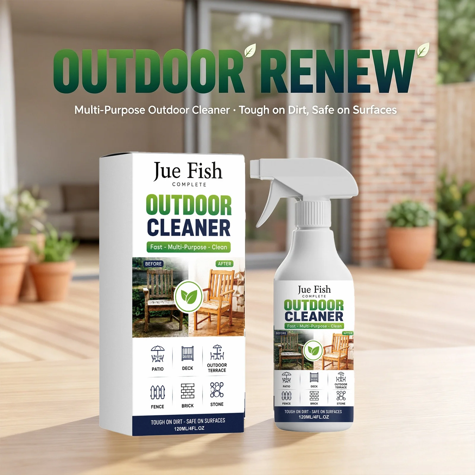 Outdoor Cleaner Concentrate Hose End Patio Fence Deck Surface Clean Safe No Harsh Fumes Multi-Purpose Mold Mildew Algae Remover