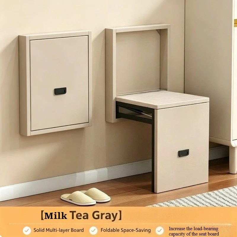 Wall‑Mounted Folding Shoe Changing Stool Multifunctional Foldable Porch Chair Space‑Saving for Entryway Shoe Cabinet Living Room