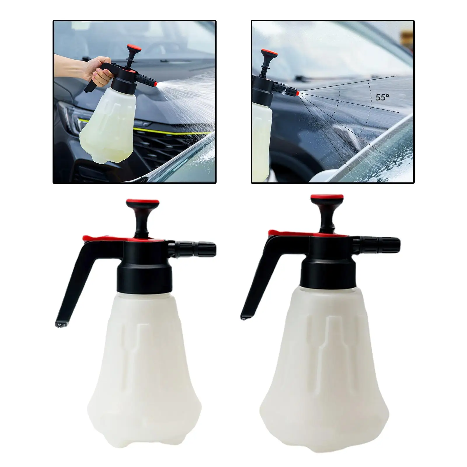 Manual Pump Sprayer Cleaning Tools Car Washer Bottle with 3 Adapter Fittings Foam Bottle for Automotive Detailing House Cleaning