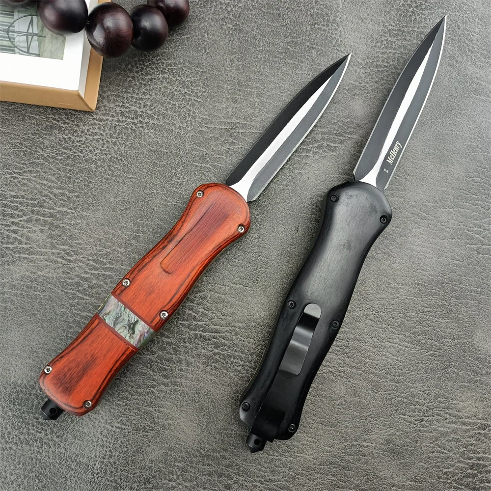 Tactical High Quality BM A019 Assisted Knives 440C Blade Wooden Handle Hunting Survival Knives Camping Pocket EDC Tool