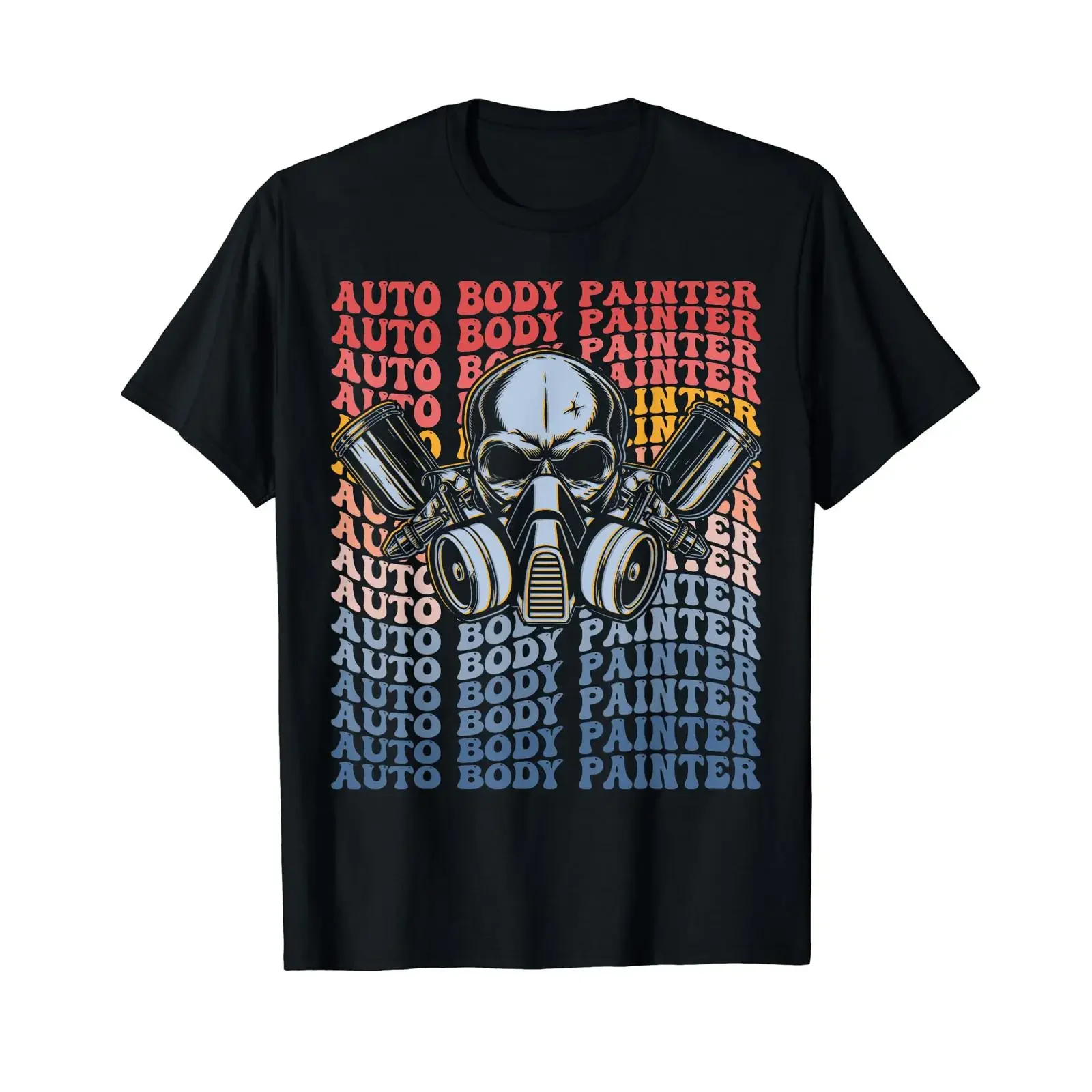 Auto Body Painter Groovy Paint T-Shirt Schwarz S Vintage Washed Stilvoll Leicht Lässig Herren Bequemes Oberteil für den Alltag
