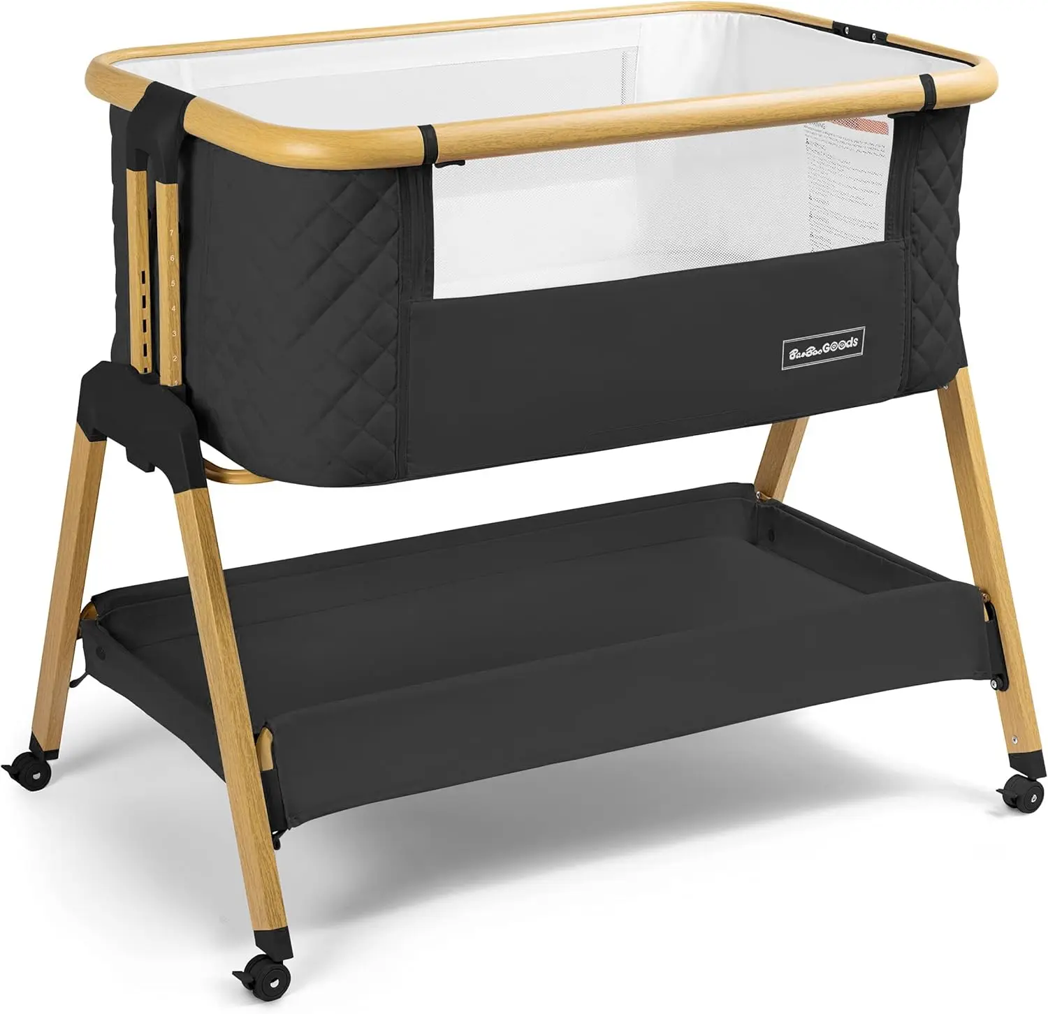 3 in 1 Baby Bassinet with Wheels, Portable Bedside Sleeper for Baby with 7 Adjustable Heights and Foam Mattress, Baby Bedside Cr