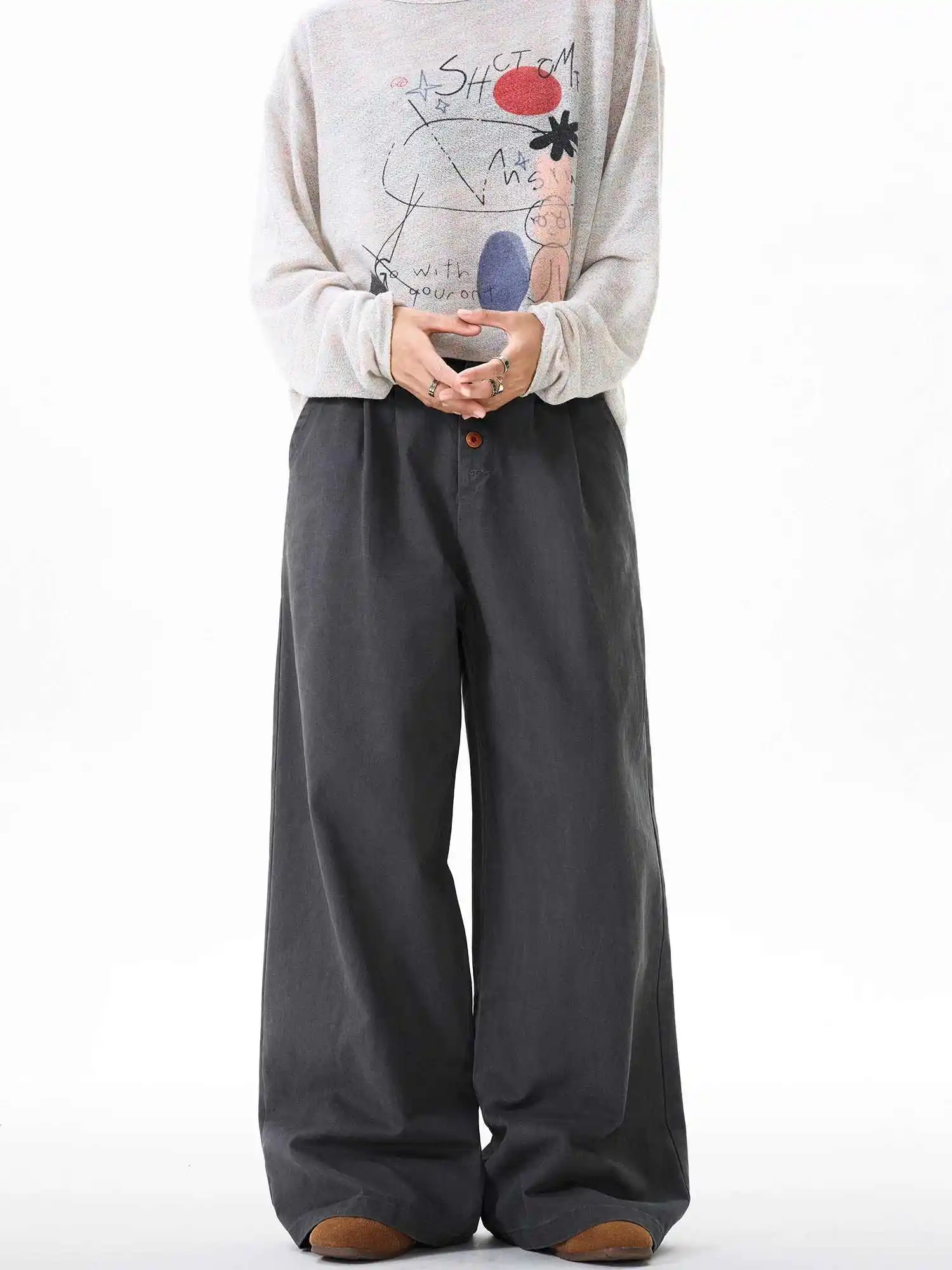 Pantalon Cargo Baggy gris pour femmes, Harajuku, surdimensionné, décontracté, années 90, Vintage, Style japonais des années 2000, Y2k, jambes larges, vêtements 2025