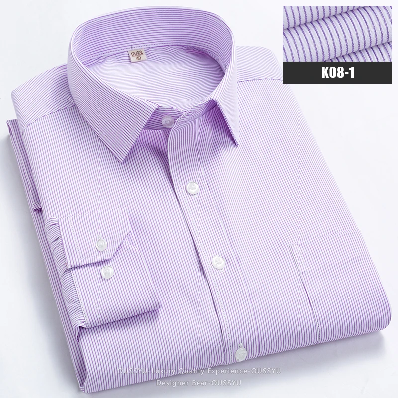 2026 New Summer Business Striped Plaid Men's Long Sleeve Shirt 40%Cotton Formal Workwear Custom Office Uniform Shirts Man