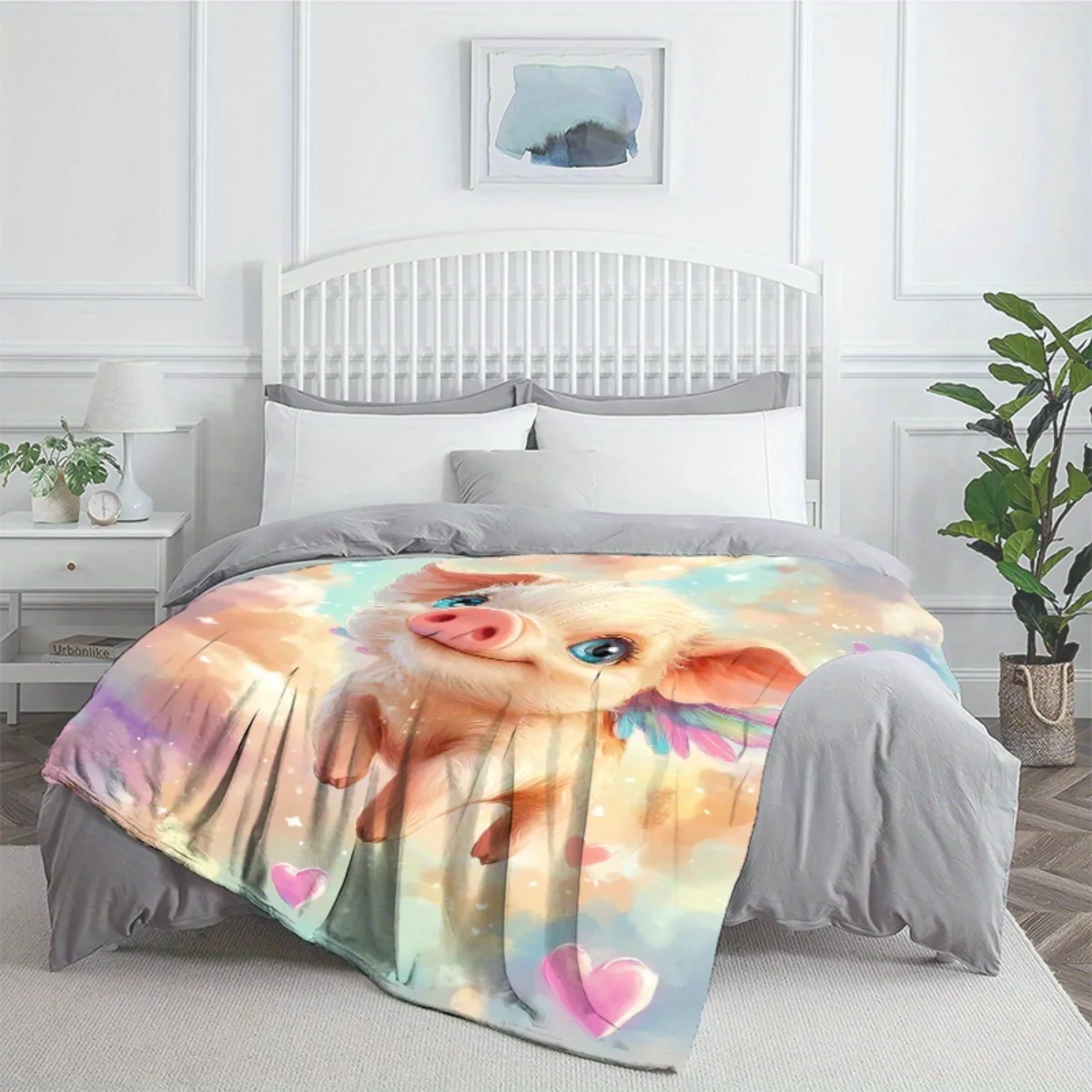 1 بطانية من الفلانيل منقوشة بالخنازير - ناعمة ودافئة، مناسبة للتخييم والأرائك والأسرة والكراسي، هدية مثالية للعطلات للأطفال #4