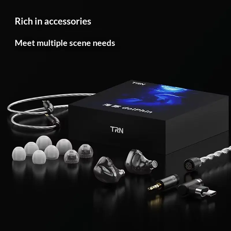 TRN Dolphin LCP diaphragm HiFi high-end wired headphones for audiophiles, high-fidelity music earphones with replaceable cables