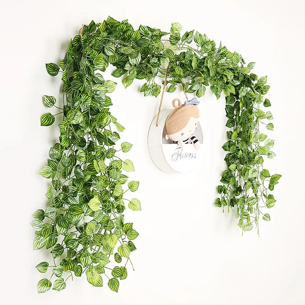 2M Leaf Vine Artificial Hanging Plants Liana Silk Fake Ivy Leaves for Wall Green Garland Decoration Home Decoration Party V J1X8