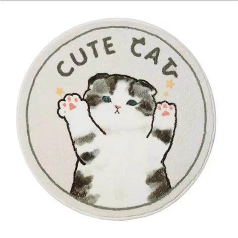 Cute Kitten Round Light Luxury Living Room Carpets Small Animals Creative Art Bedroom Rug Home Decora Sofa Coffee Table Mat 러그