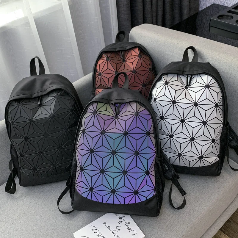 Men's Women Fashion Colorful Geometric Shoulder Bag Knapsack Creative Personality New Student Street Trend Sports Backpacks