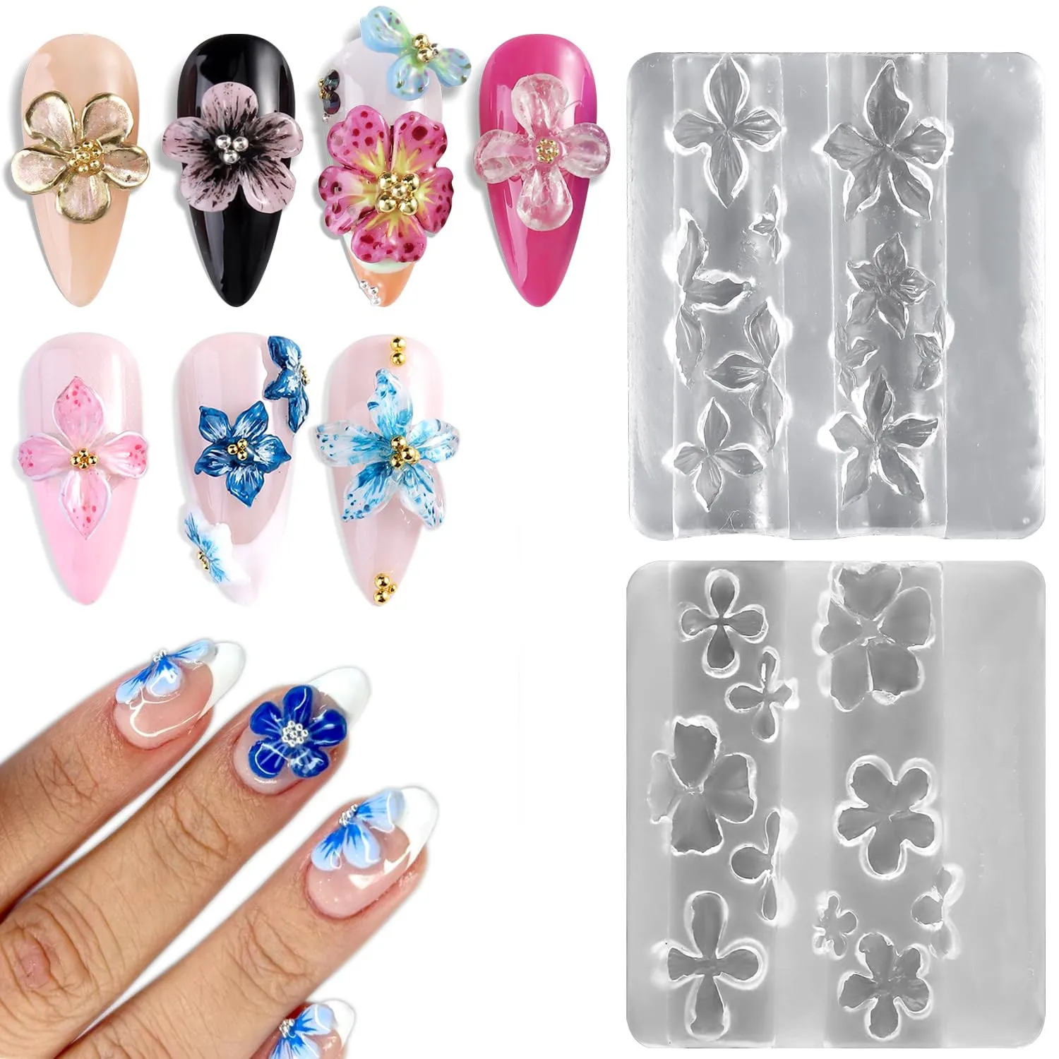 3D Hibiskus Blume Nagel Design Kirschblüte Silikon Formen Schnitzvorlage Kunst Epoxidharz Form Klassische Blumen Nagelzubehör