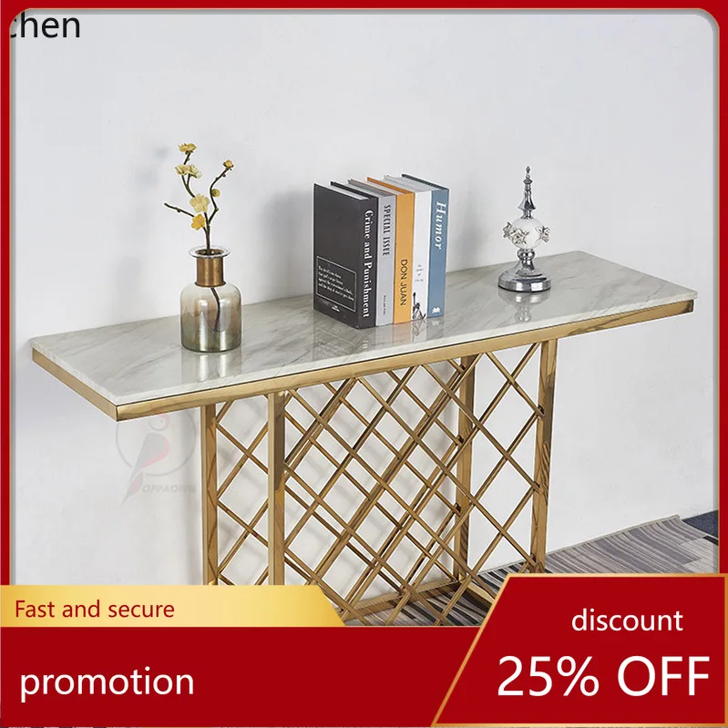 

YFY Light Luxury Entryway Table Marble Entryway Cabinet Console Table Corridor Art Entryway Rock Board