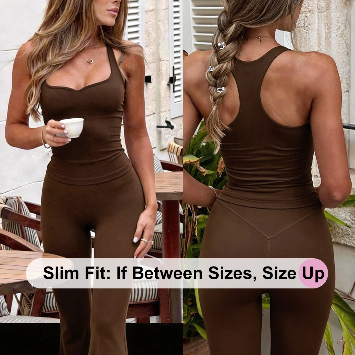 Conjunto de leggings CSB Flare con top deportivo con espalda cruzada y sujetador incorporado y leggings de cintura alta, conjunto de gimnasio, ropa de fitness