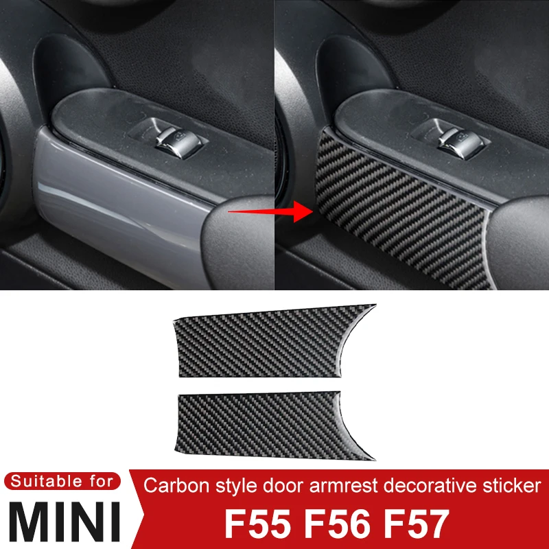 

For MINI ONE Cooper S JCW F55 F56 F57 Carbon Style Car Door Inner Armrest Decorative Sticker Interior Modification Accessories