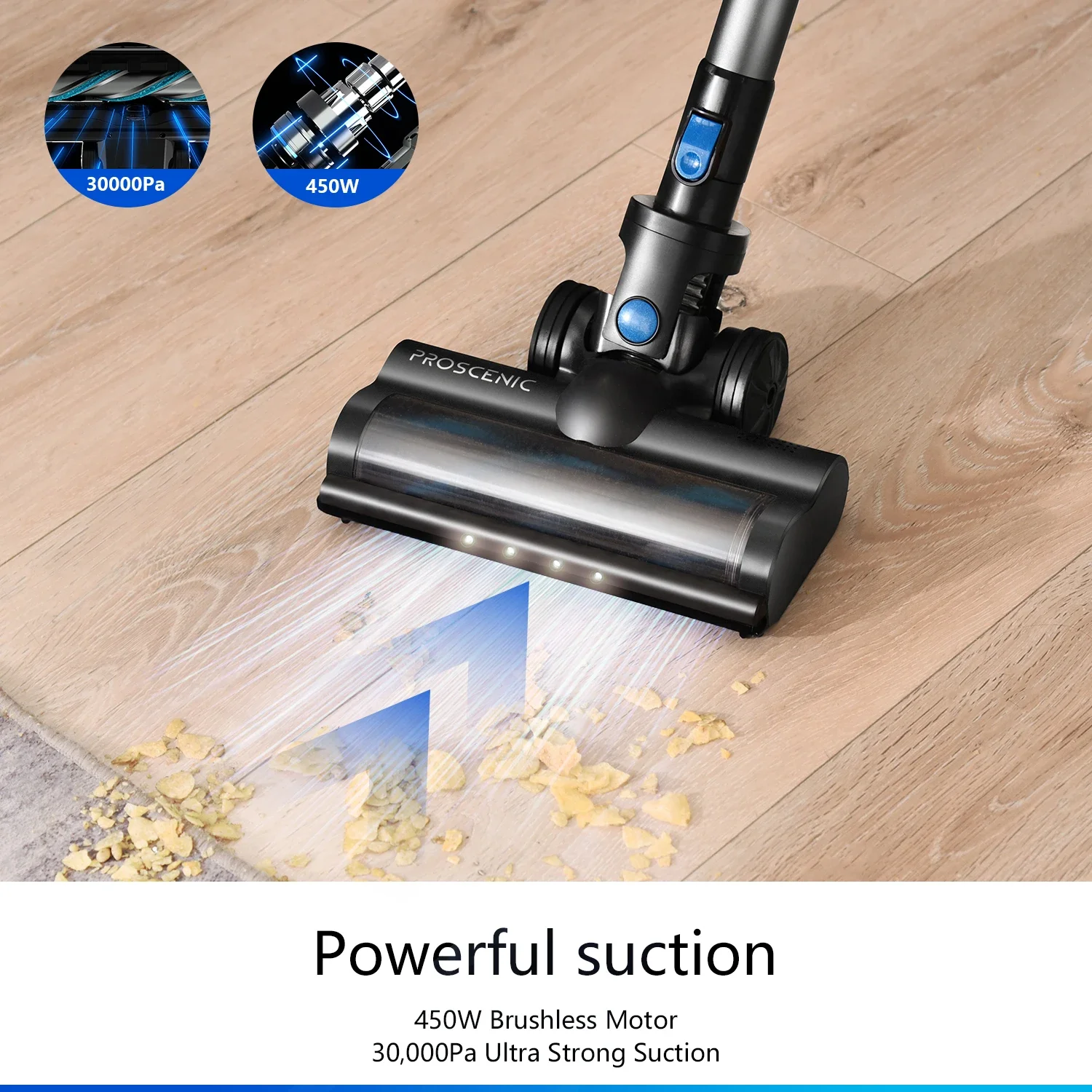 Proscenic P11 Smart Cordless Vacuum Cleaner 30kPa Suction with Smart App Integration 60min Runtime Handheld Vacuum for Home Car