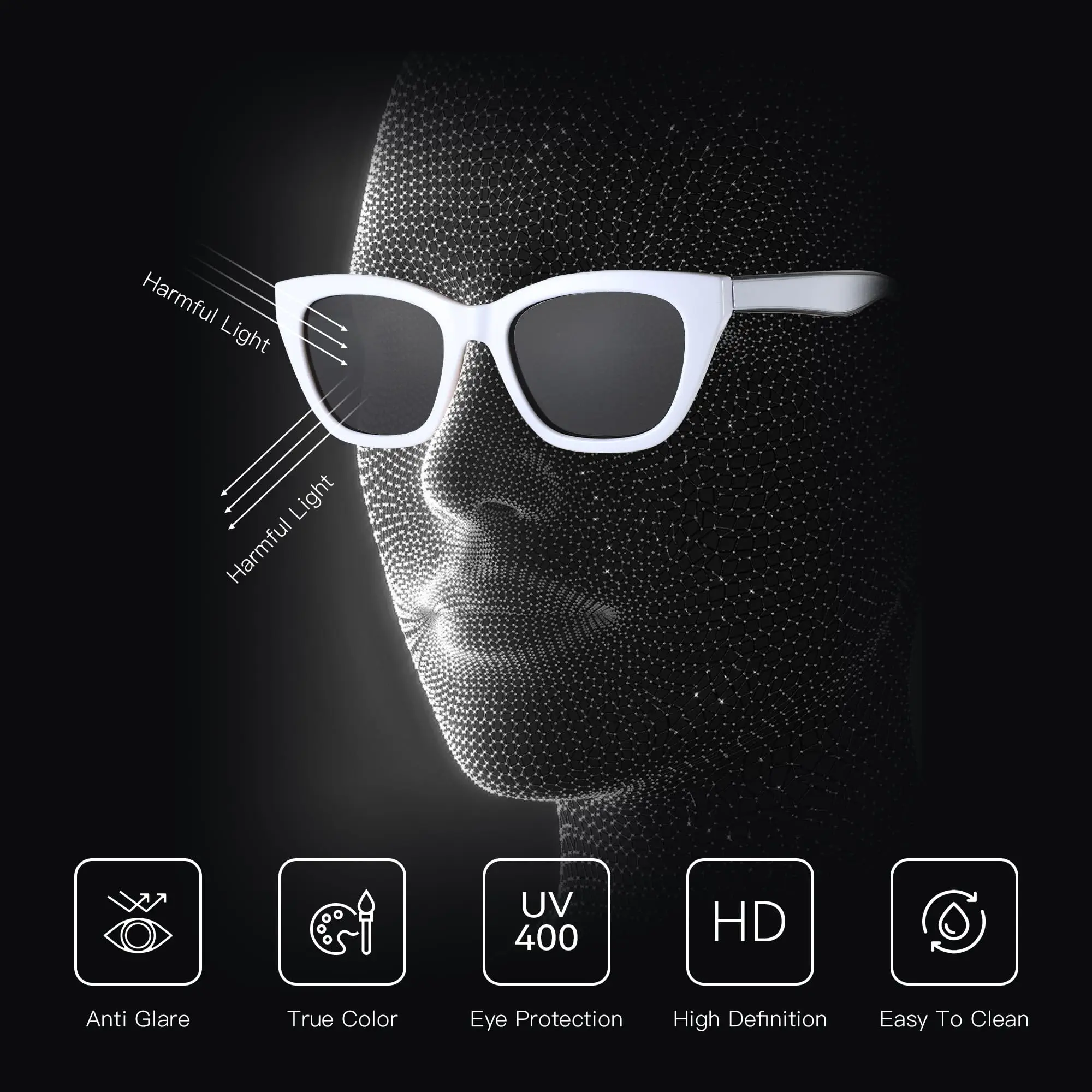 نظارات شمسية BLUEMOKY خفيفة الوزن للنساء على شكل عين القطة مستقطبة للحماية من الأشعة فوق البنفسجية 400 بتصميم كلاسيكي أنيق ومريح مناسب للارتداء طوال اليوم