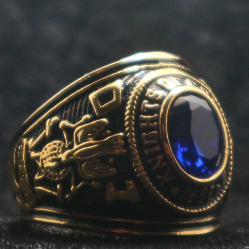 Newest Unisex 316L Stainless Steel Knights of Columbus Blue Stone Brother Ring