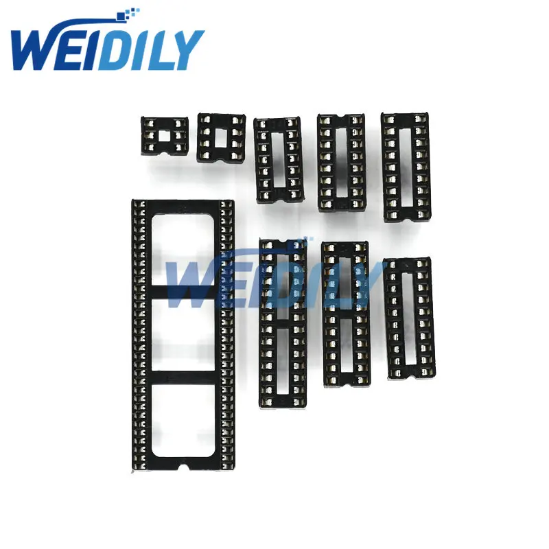 10PCS IC Seat 6 8 14 16 18 20 24 28 pin 2.54 mm 64Pin 1.78mm Pin Pitch MCU Socket Chip Base IC Sockets Slot Adaptor Solder Type