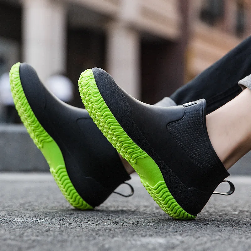 Fashion Couple's Rain Boots Rubber Gumboots Slip on Ankle Waterproof Working Boots Comfort Warm Non-slip Fishing Shoes Men Women