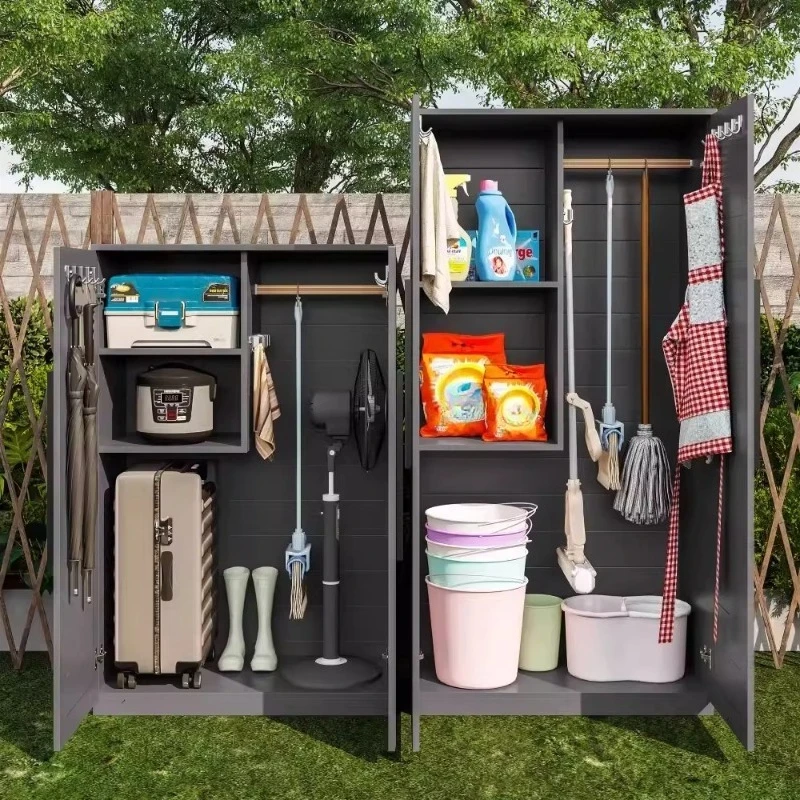 Aluminum Outdoor Storage Cabinet  Waterproof & UV Resistant Garden Shed for Tools Cushions Pool Supplies  Lockable