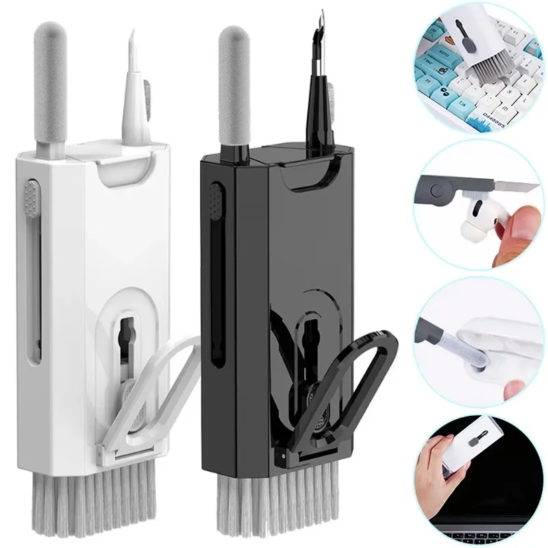 Kit de herramientas de limpieza de teclado de ordenador 8 en 1, cepillo de limpieza de auriculares con extractor de teclas para PC, cámara, auriculares, teléfono móvil