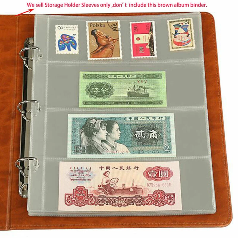 10pcs Paper Money Page Protector Banknotes Collector Currency Album Sleeves Transparent Bill Collection Stamps