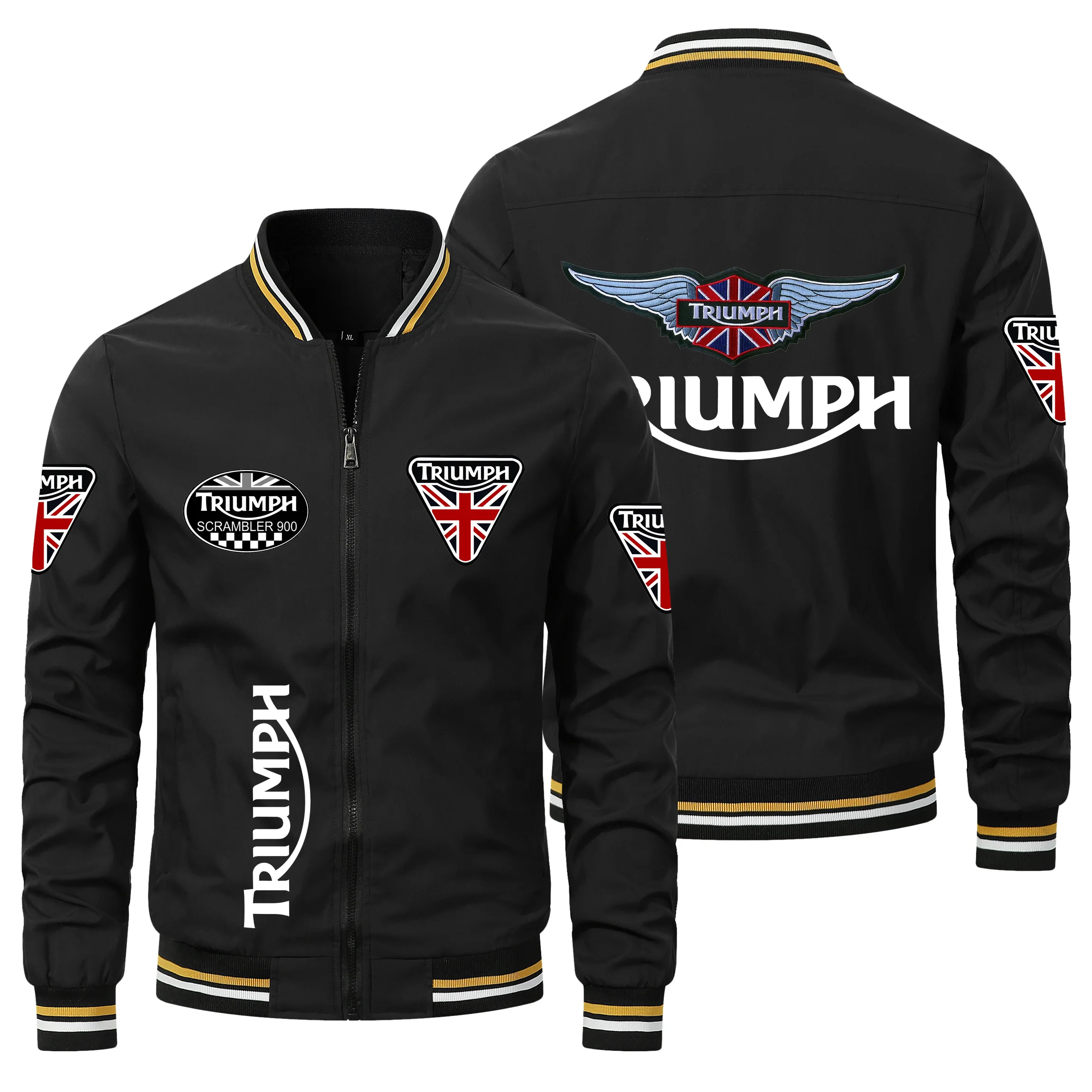 Men Triumph Wing Logo Baseball Bomber Jacket Motorcycle Racing Biker Casual Zipper Windbreaker Male Autumn Long Sleeve Outerwear