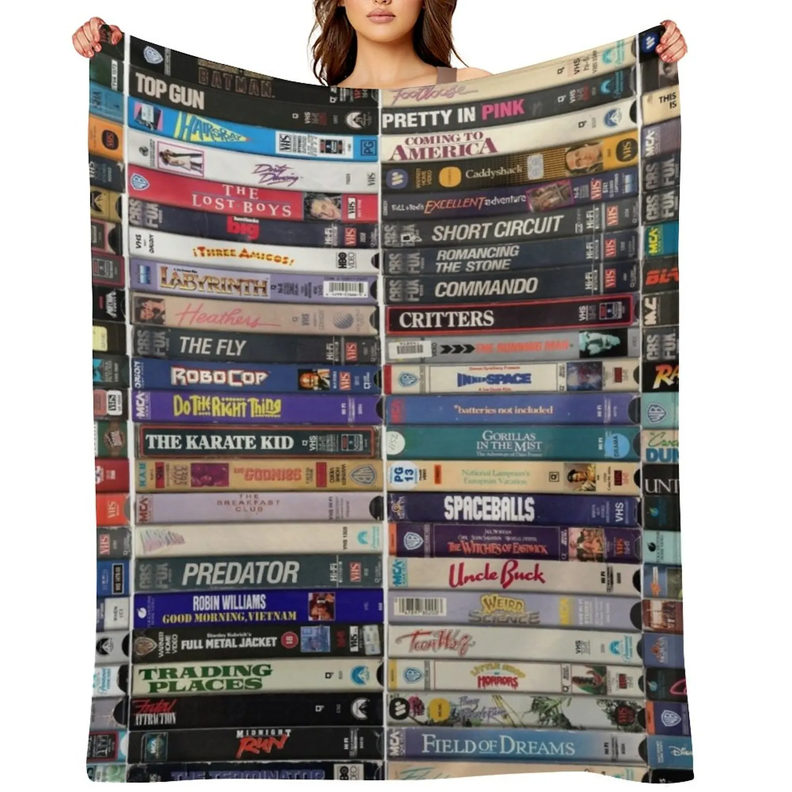 

Greatest Films of the1980s - Vintage 80s VHS Cassette Print Throw Blanket Decoratives Bed linens Luxury St warm winter Blankets
