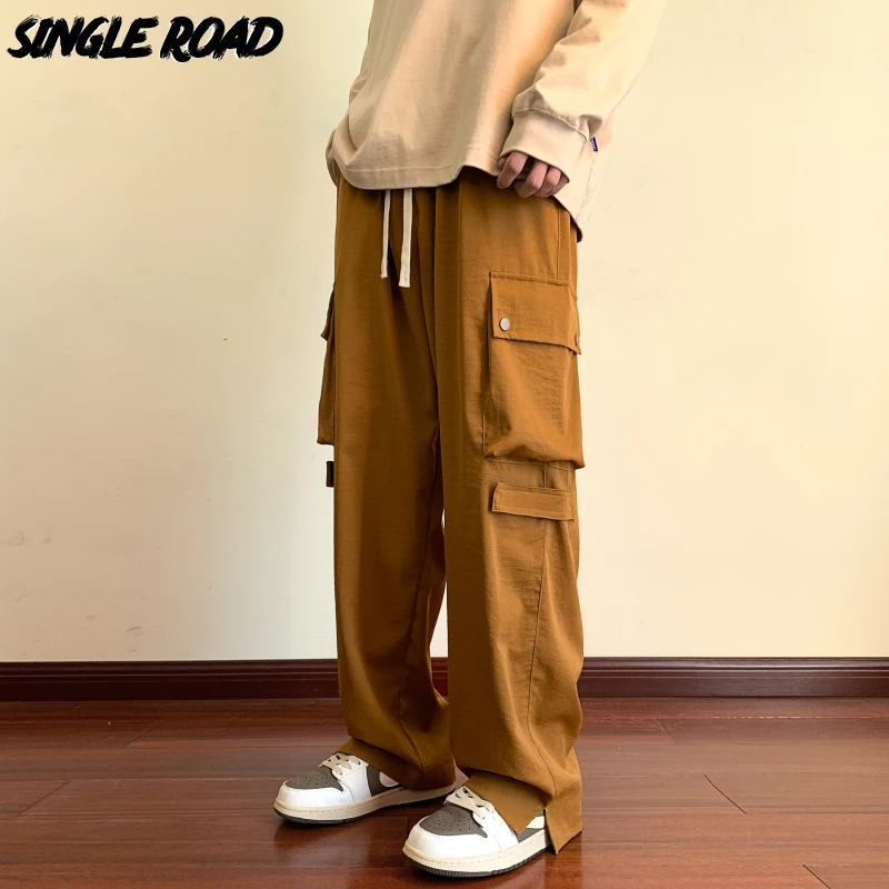 

Single Road Mens Cargo Pants Men 2023 Y2K Sides Pockets Hip Hop Baggy Joggers Japanese Streetwear Harajuku Casual Pants Male