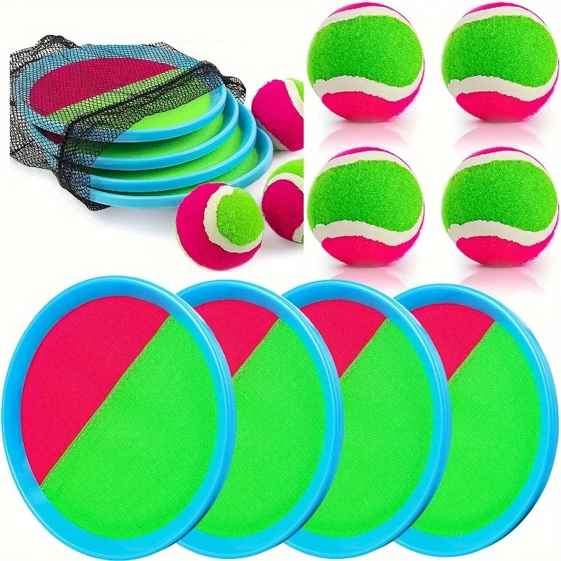 Brinquedos infantis de bola pegajosa, conjunto de lançamento e bola 2 bolas e bola, conjunto de jogos de praia perfeito conjunto de playground quintal