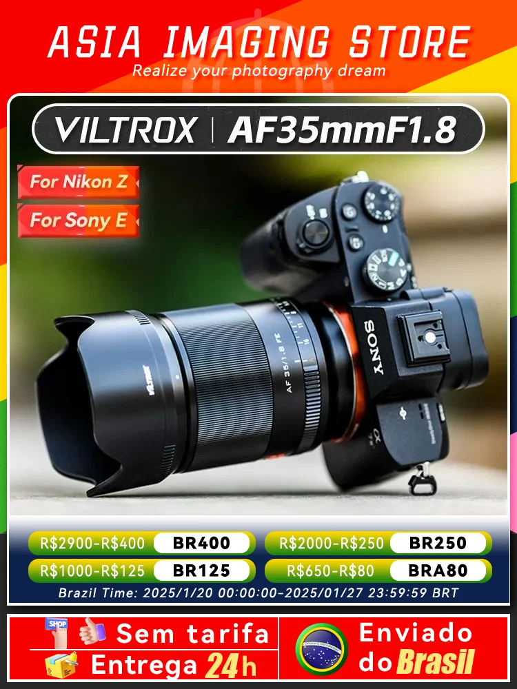 【 Do Brasil 】 Viltrox AF 35mm F1.8  Auto Focus Full Frame Camera Lens for vlog Nikon Z Mount Camera Lens Z6 II Z7 Z50 Zfc 35 1.8