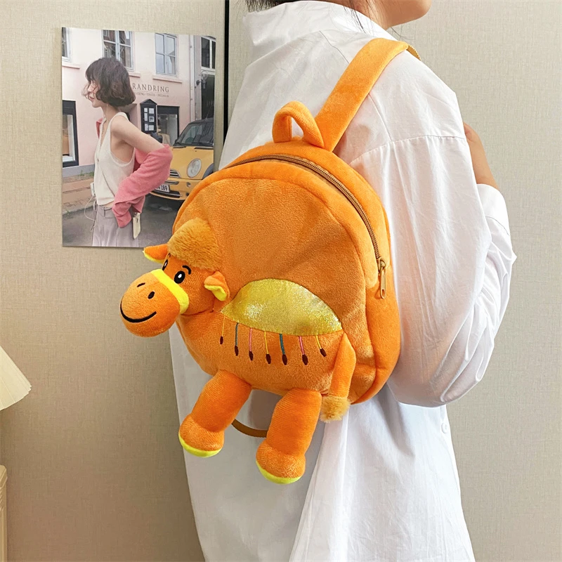 

Hot Sale Cute 3D Camel Plush Youth Backpack Kids Cartoon Animal Stuffed Doll School Bags Soft Fluffy Toddler Outdoor Snack Bag