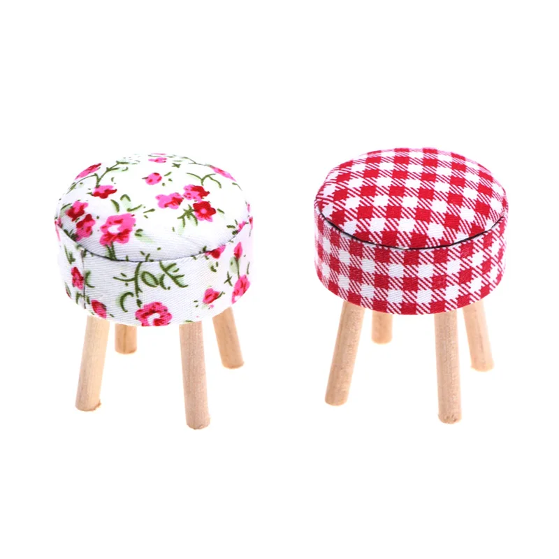 1Pcs 1:12 Dollhouse Miniature Furniture Round Stool Chair For Kids Pretend Play Toy House Decor Children Toy Accessories