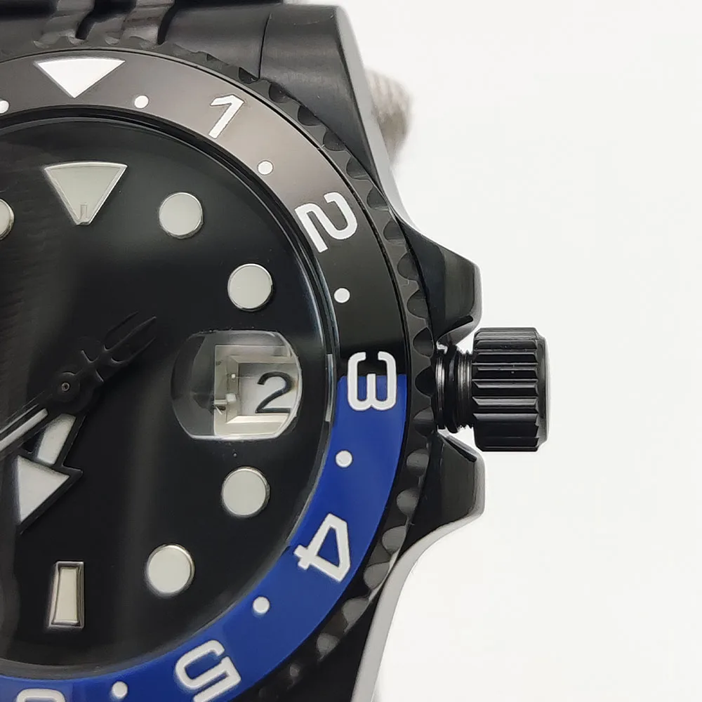 Montre d'affaires à la mode pour hommes, montre noire en acier inoxydable, verre saphir, cadran Shoous