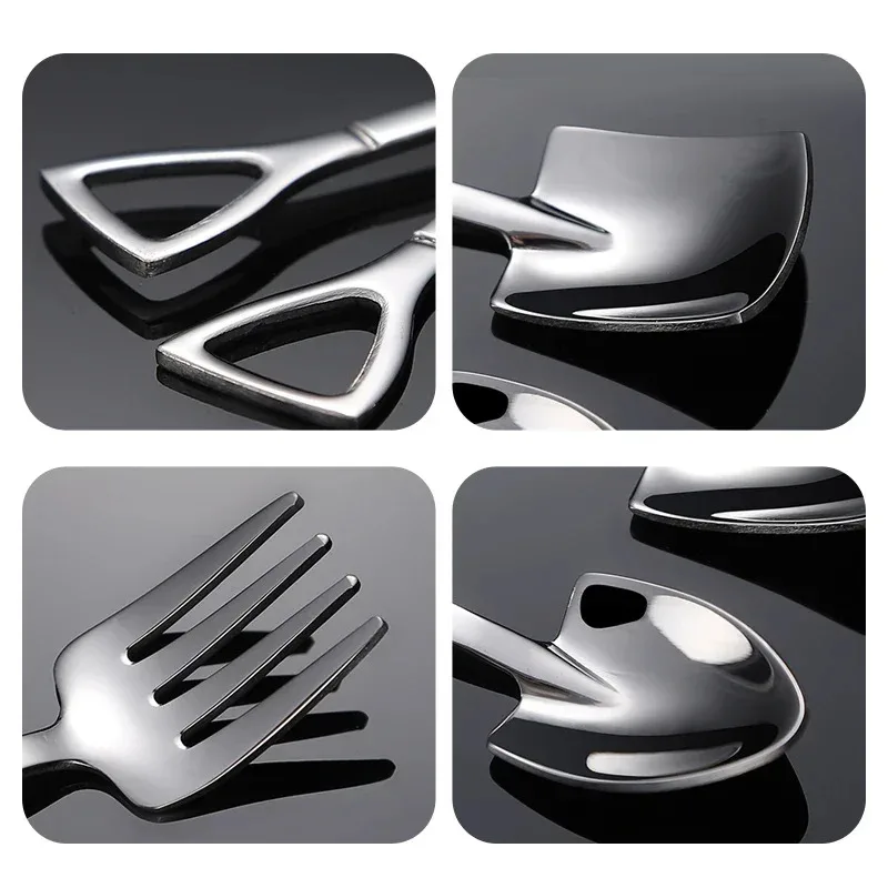 Thick Shovel Spoons Stainless Steel TeaSpoons Creative Coffee Spoon For Ice Cream Dessert Scoop Tableware Set Fruit Fork view 5