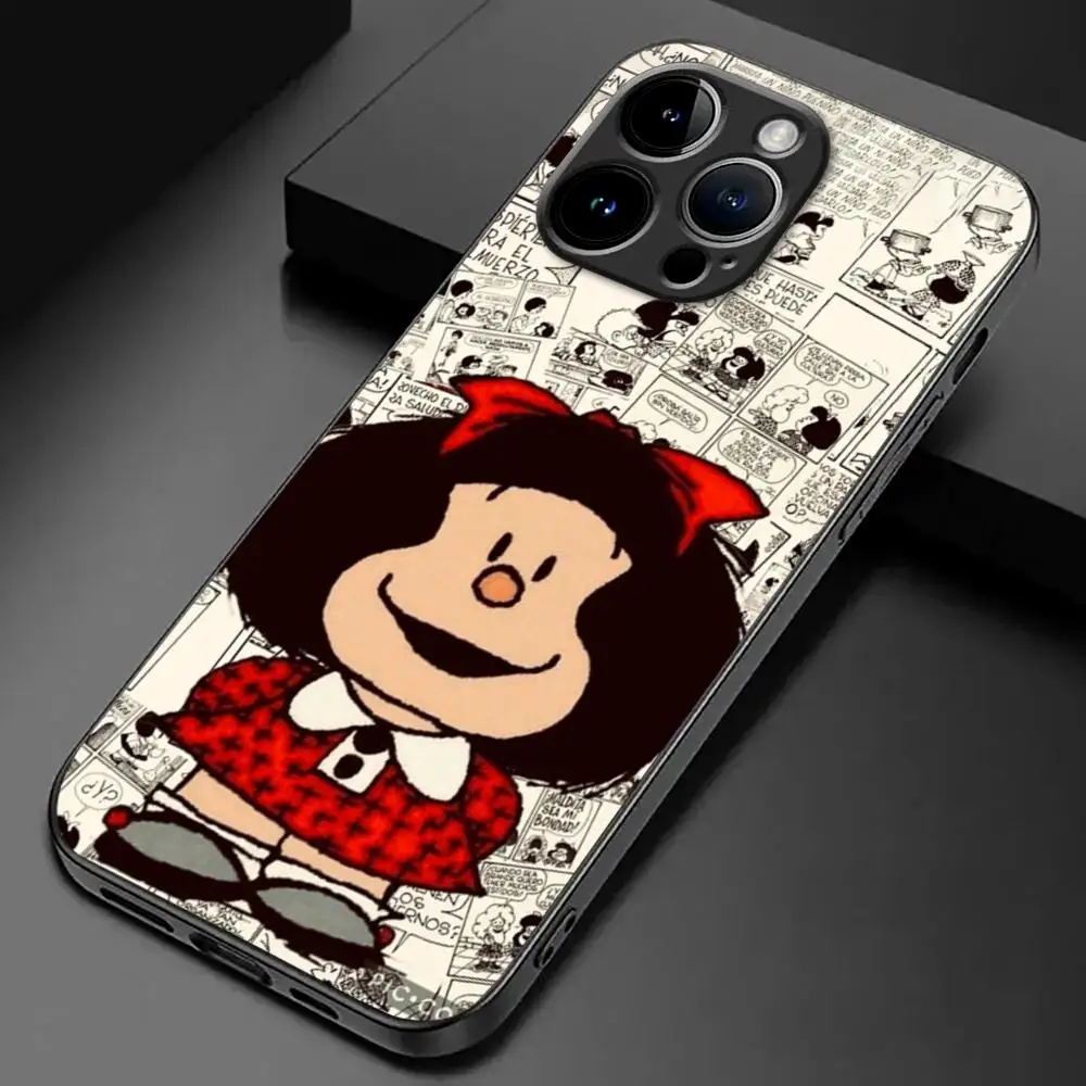 Anime Mafalda Silicon  Phone Case For iPhone 15 14 13 12 11 X XR XS XSMAX 8 7 Plus Mini Pro Max Soft Black Phone Cover