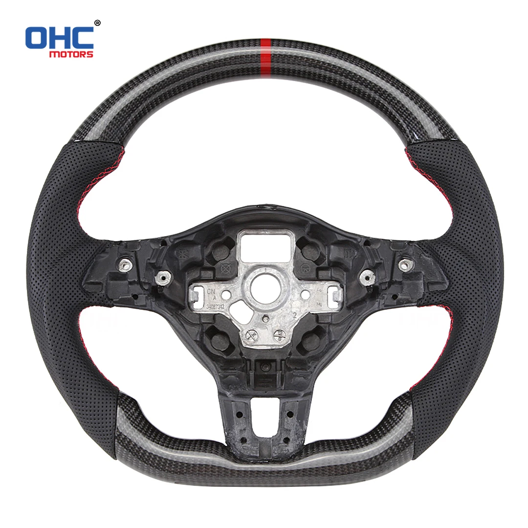 OHC Motors Customized 100% Real Carbon Fiber Leather Alcantara Steering Wheel Fit for Volkswagen 08-12 VW Golf 6 GTI GTD MK6 GLI